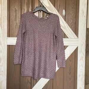 Soft Surroundings Mauve Sweater with silver Laurel. P2P 24-28” Size Small